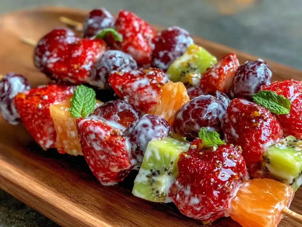 fresh rainbow fruit kabobs preparation steps