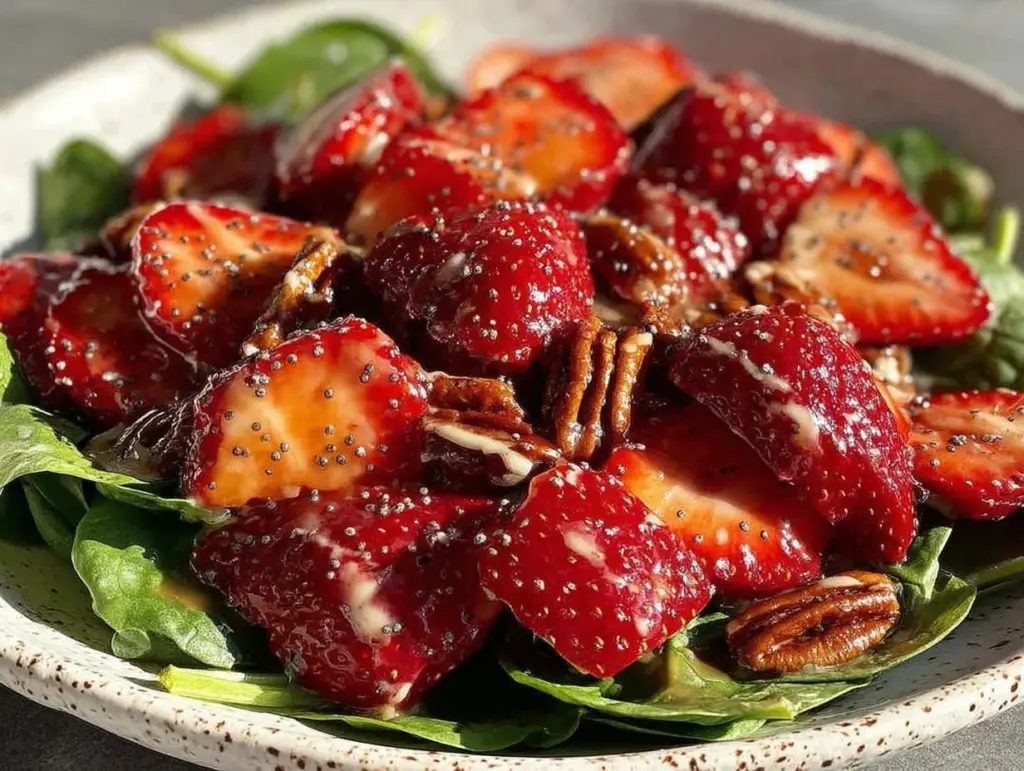 fresh strawberry spinach salad - featured image