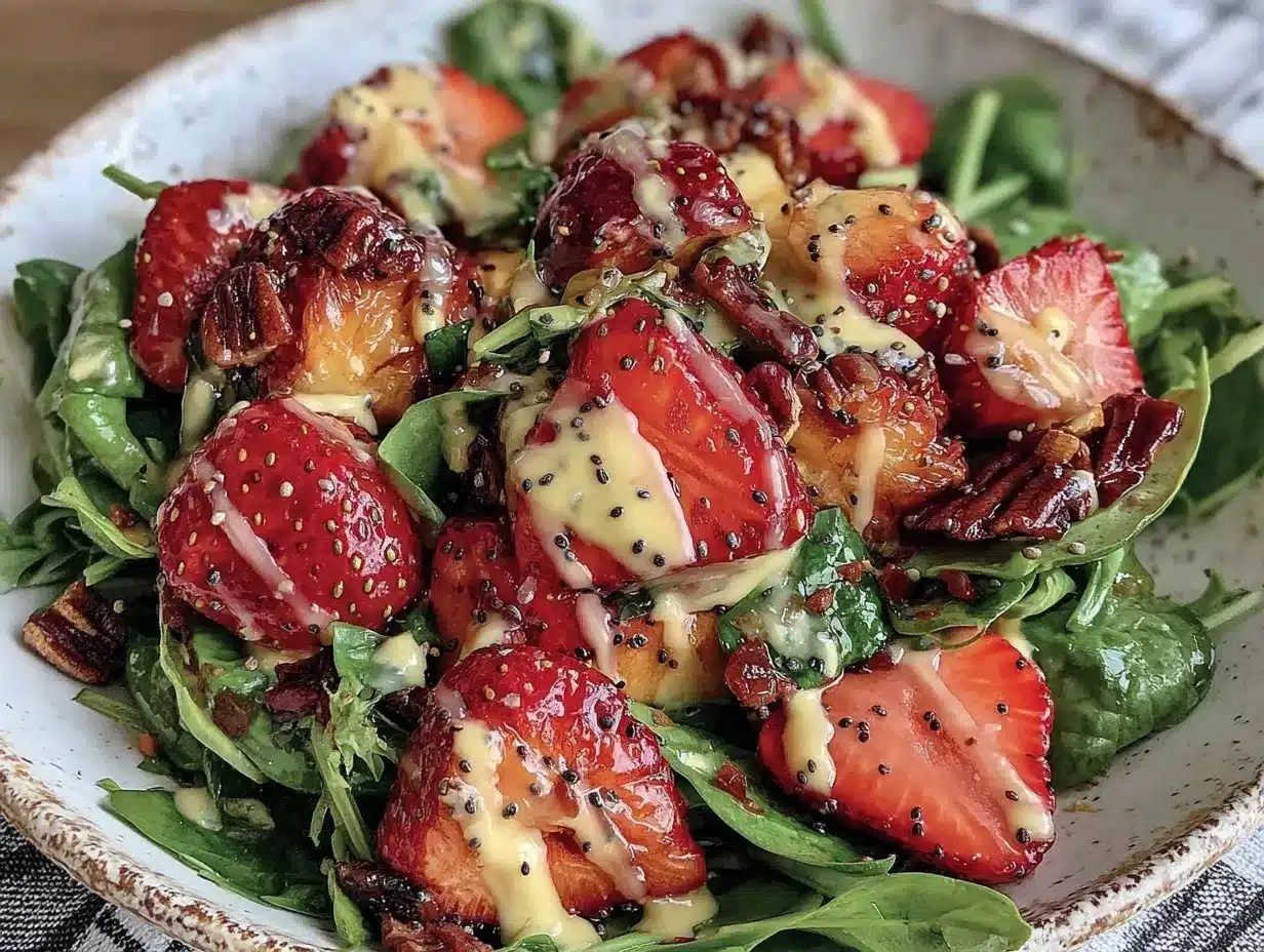 fresh strawberry spinach salad preparation steps