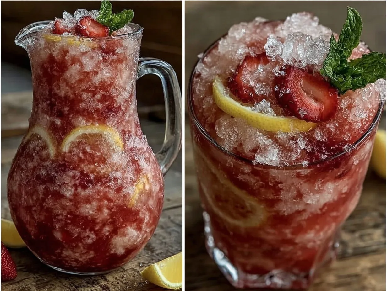 frozen strawberry lemonade slushie preparation steps