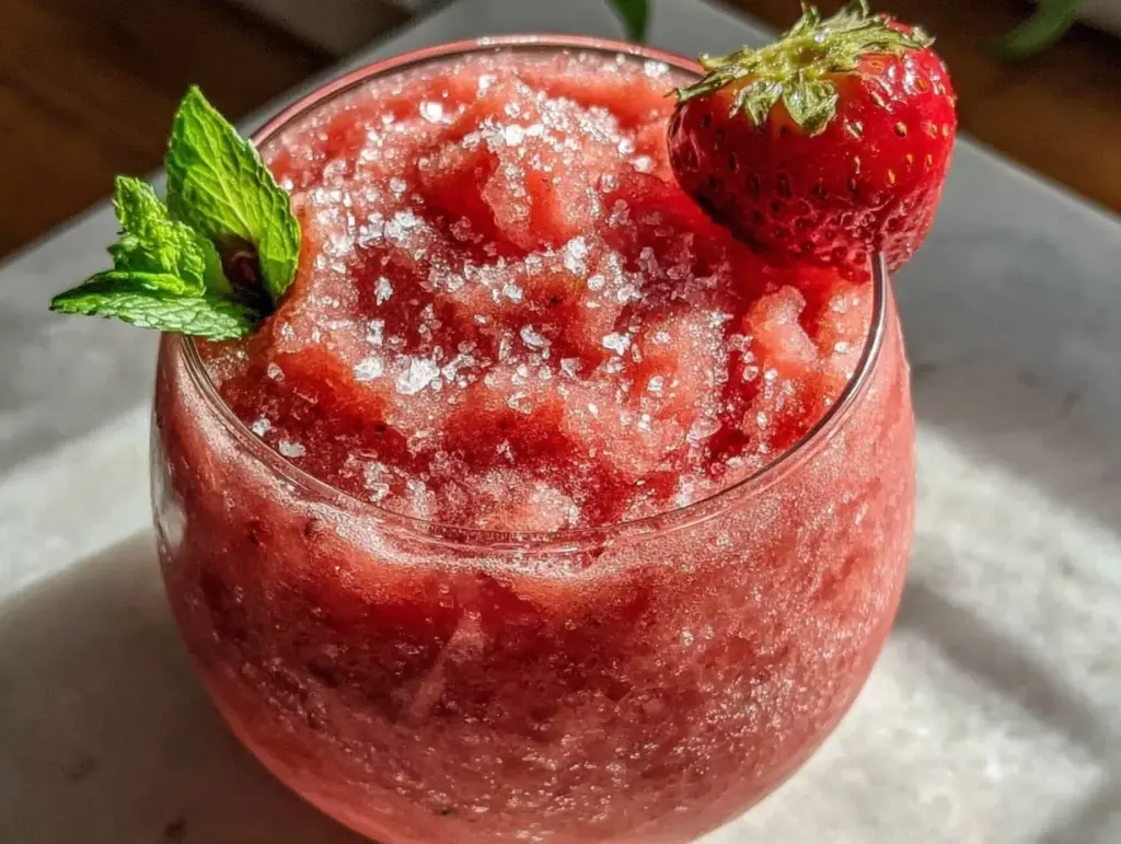 frozen strawberry rosé frosé slushie - featured image