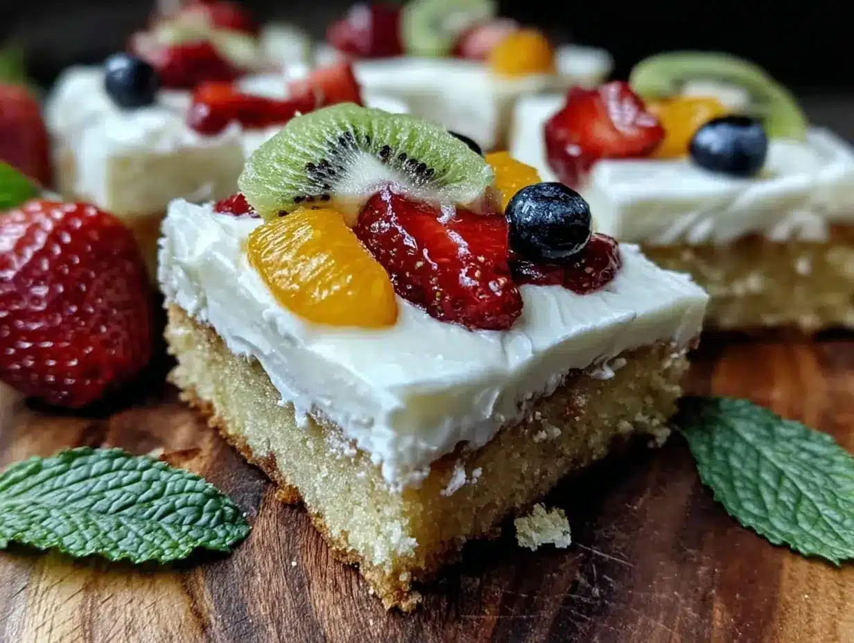 fruit pizza sugar cookie bars preparation steps