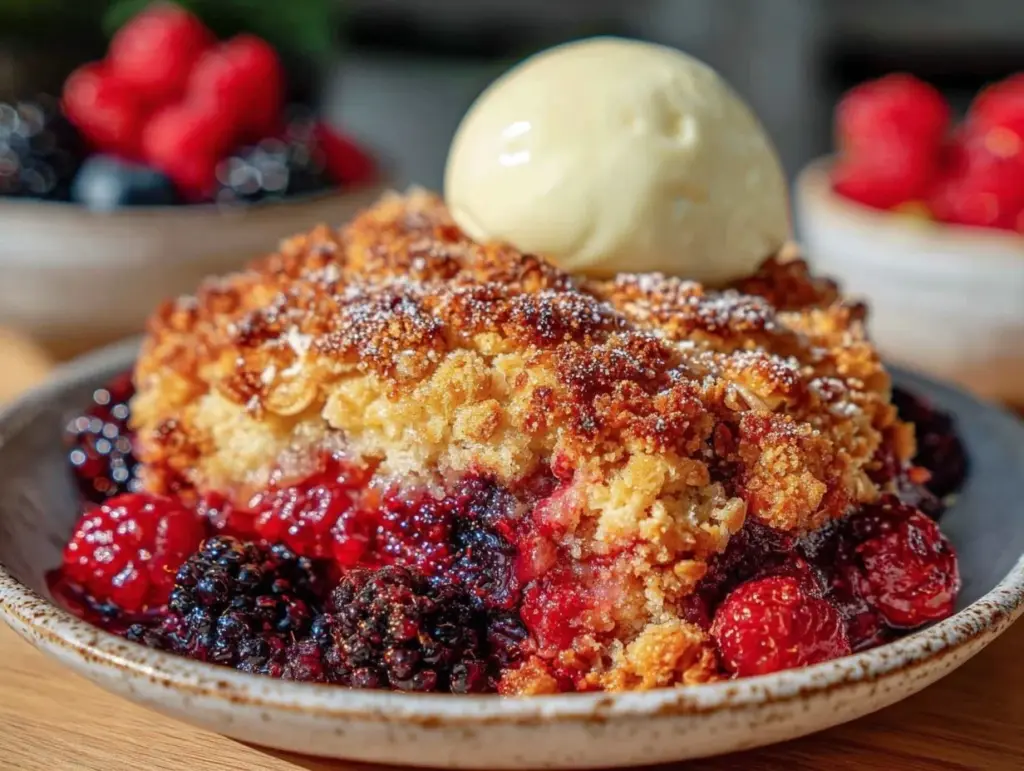 gluten-free berry crumble breakfast bake - featured image