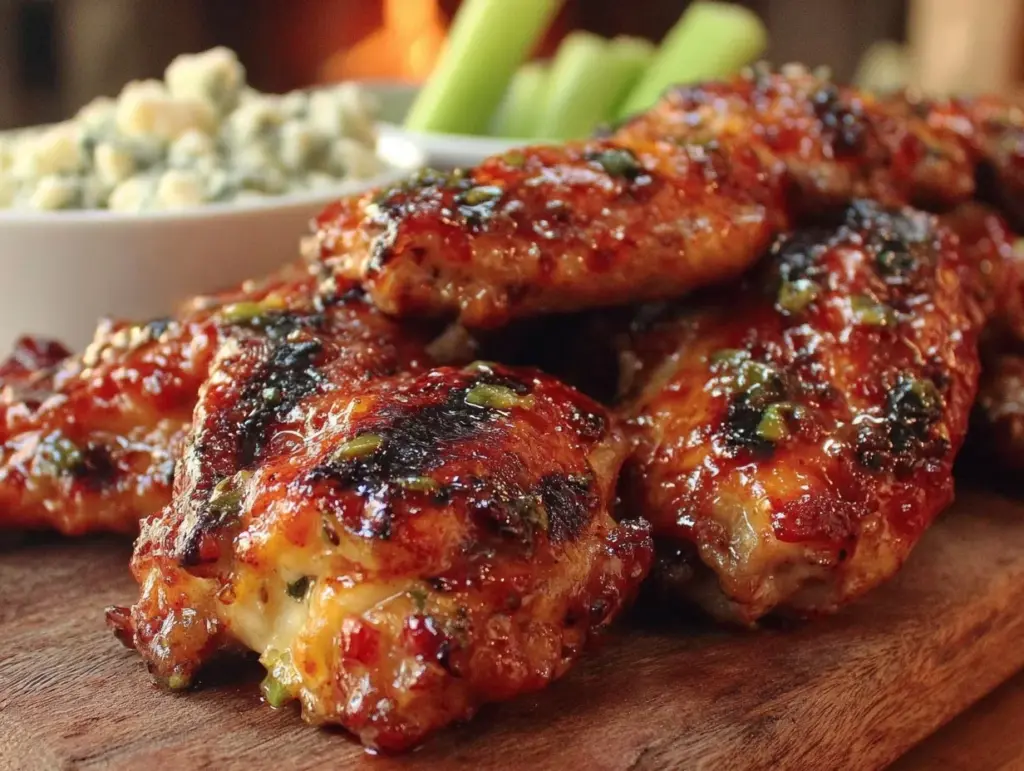 grilled honey sriracha chicken wings - featured image