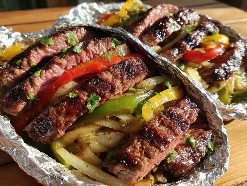 grilled steak fajita foil packs - featured image