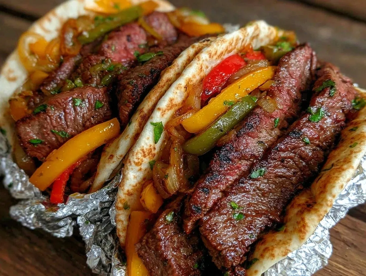 grilled steak fajita foil packs preparation steps