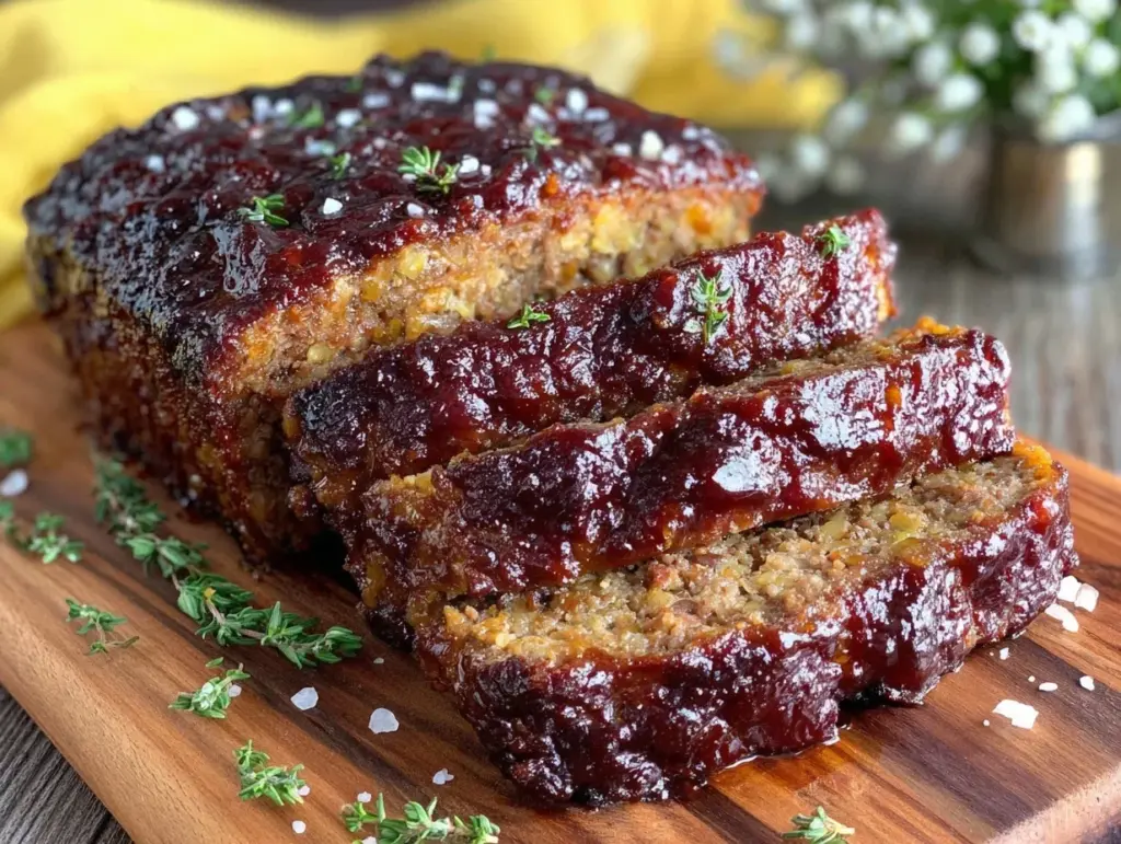 homemade meatloaf brown sugar ketchup glaze - featured image