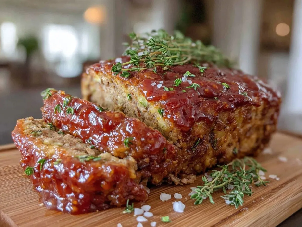 homemade meatloaf brown sugar ketchup glaze preparation steps