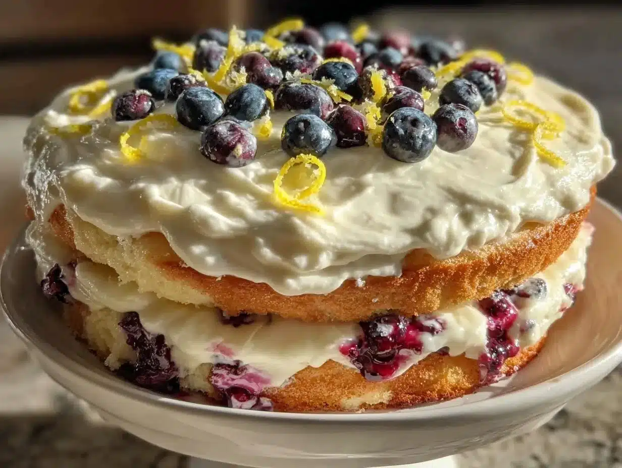 lemon blueberry layer cake preparation steps