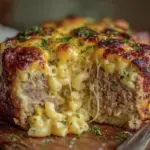 mac and cheese stuffed meatloaf - featured image