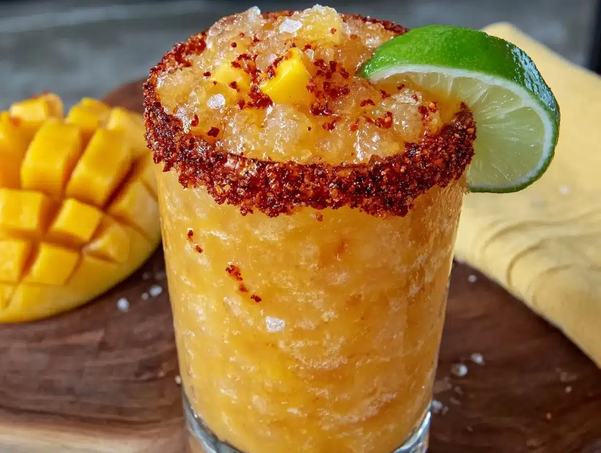 mango tajín margarita slushie preparation steps