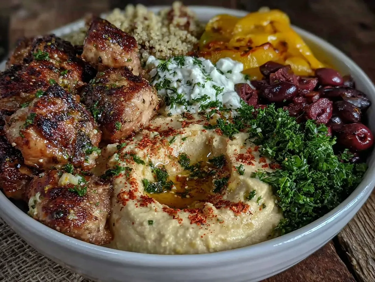 Mediterranean chicken bowl preparation steps