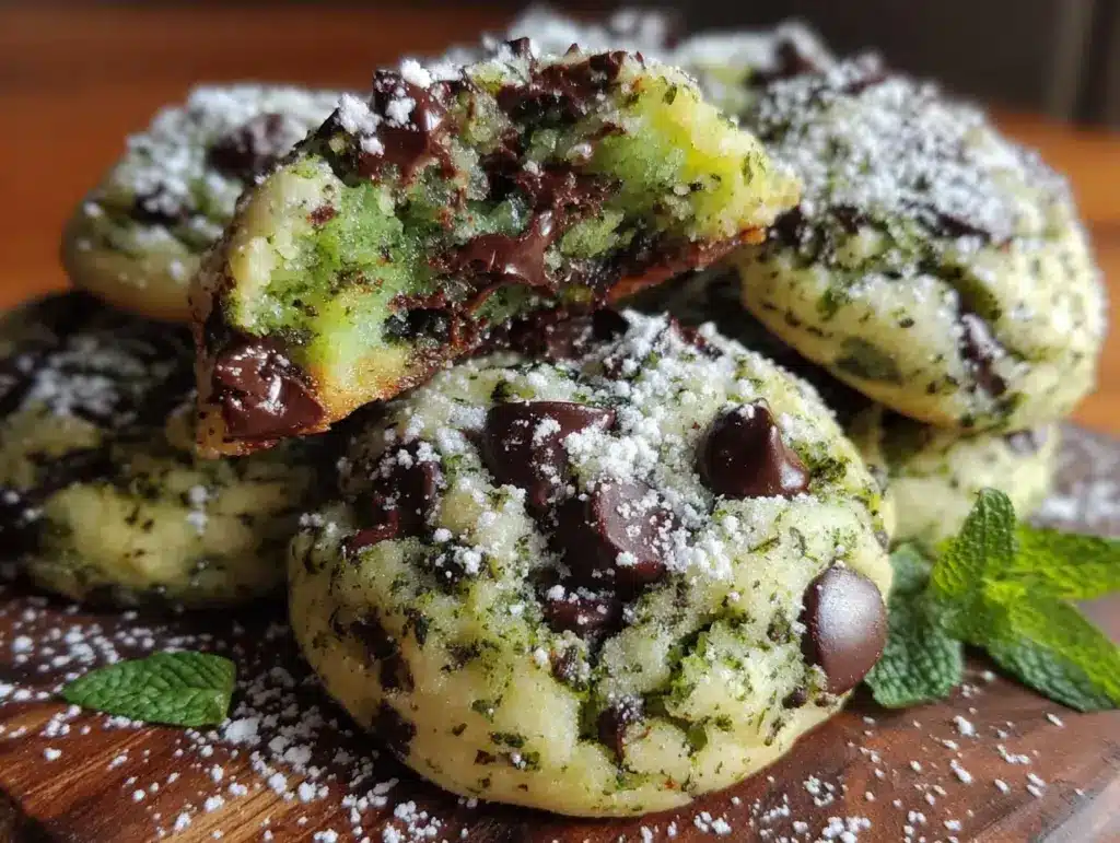 mint chocolate chip crinkle cookies - featured image