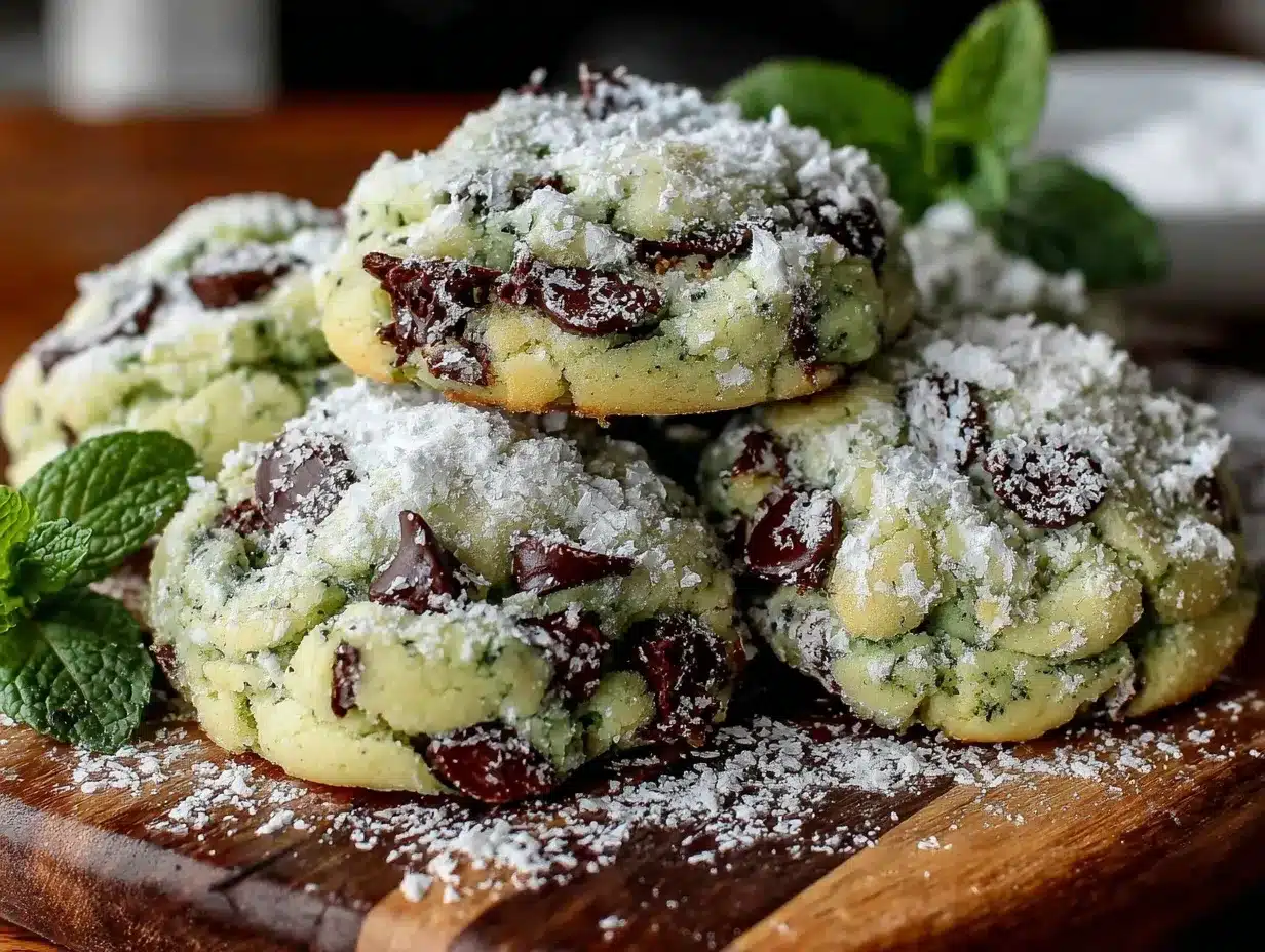 mint chocolate chip crinkle cookies preparation steps