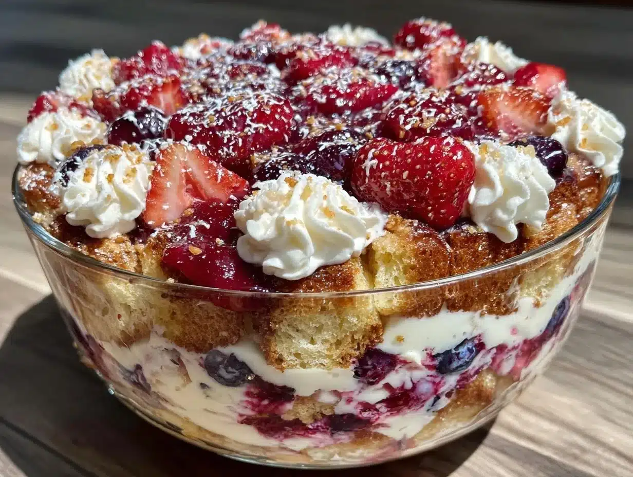 red white and blue trifle preparation steps