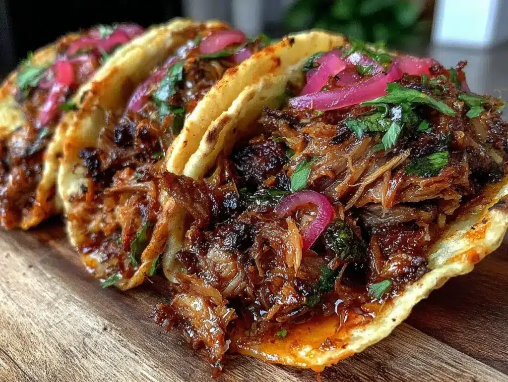 slow cooker carnitas tacos - featured image