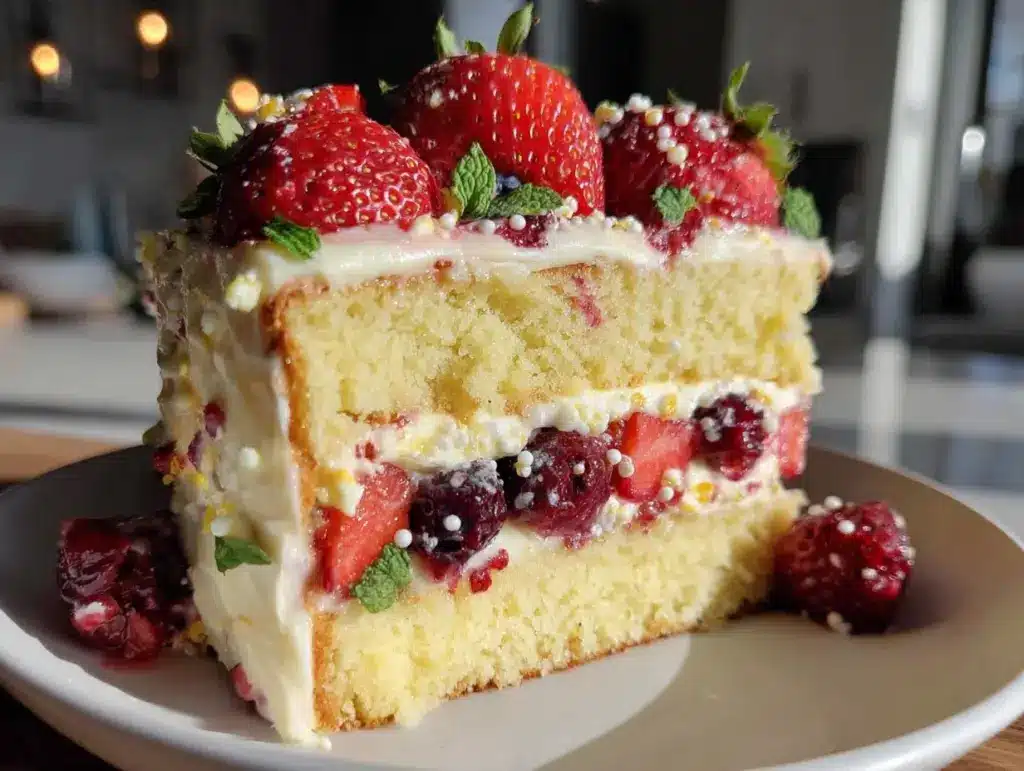 strawberry lemonade layer cake - featured image