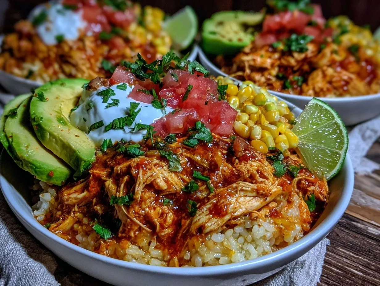 summer crockpot chicken taco bowls preparation steps