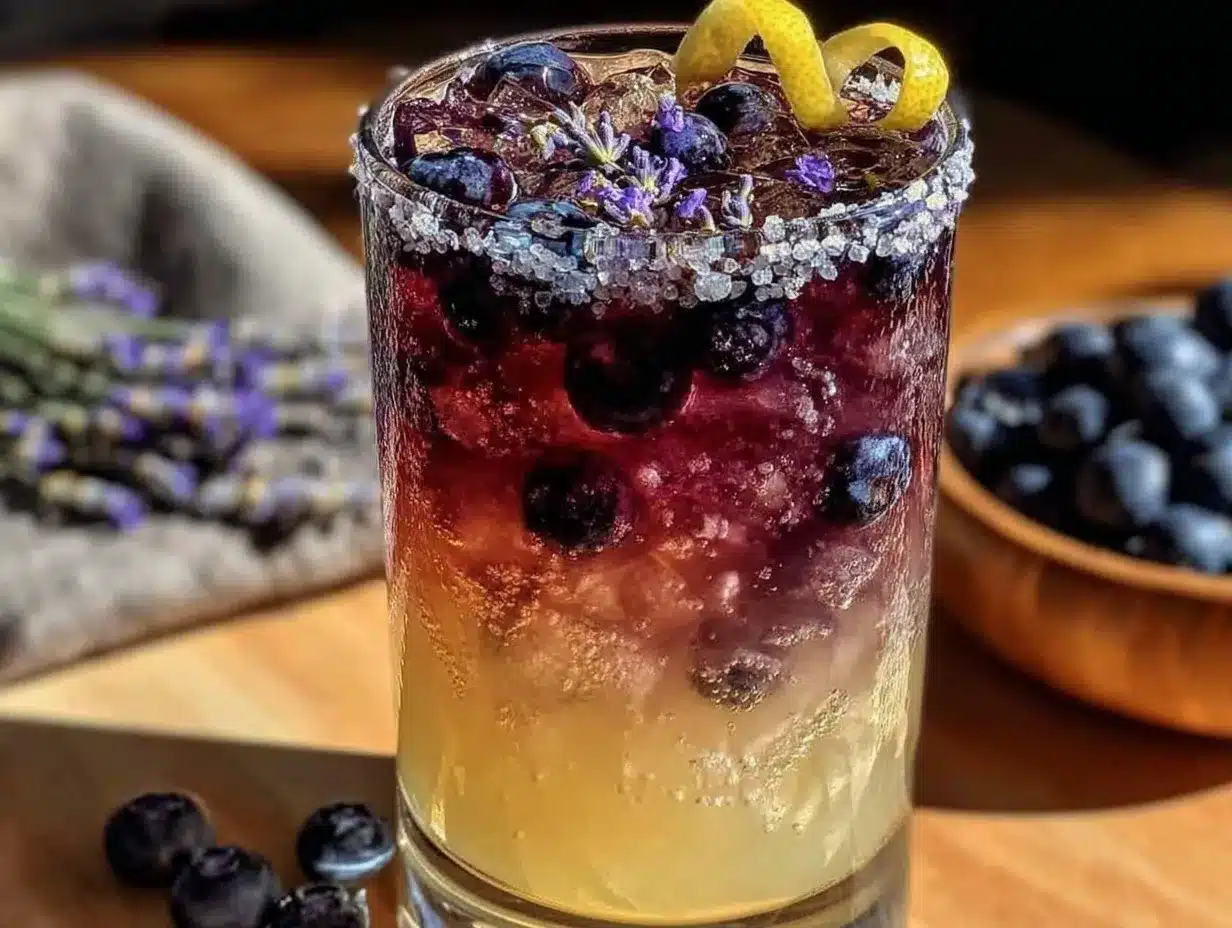 blueberry lavender lemonade mocktail preparation steps