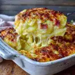 cheesy ham and potato casserole - featured image