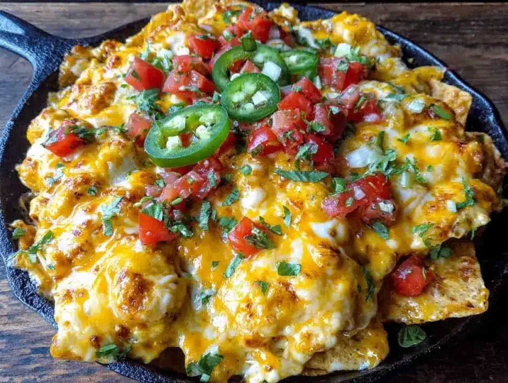 creamy campfire skillet nachos - featured image