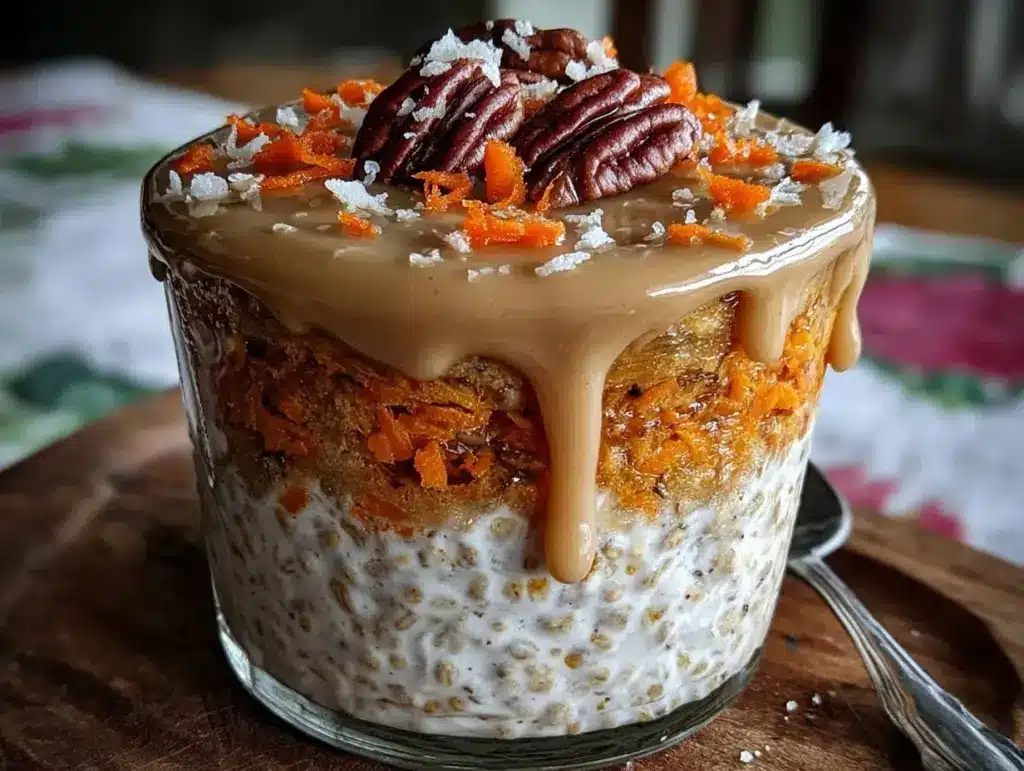 creamy carrot cake overnight oats - featured image