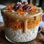 creamy carrot cake overnight oats - featured image