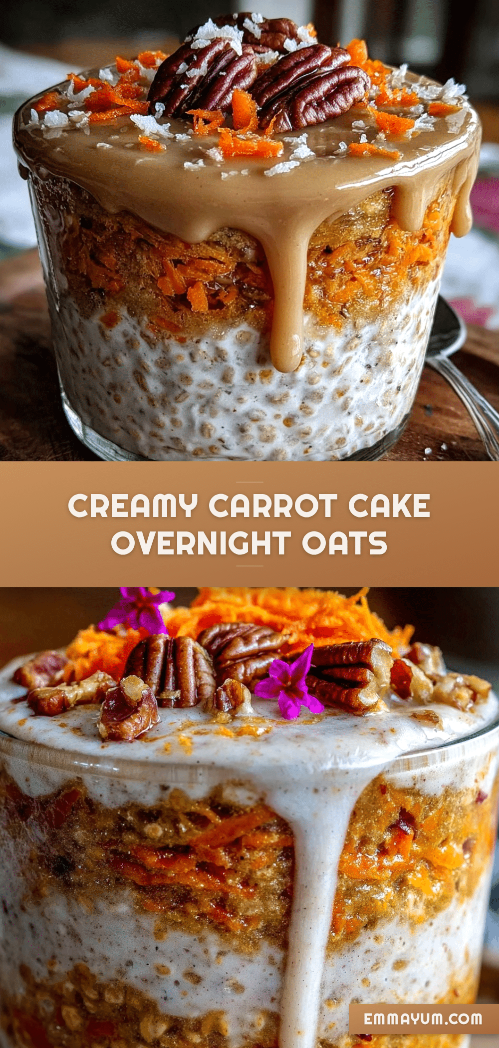creamy carrot cake overnight oats recipe