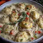 creamy chicken and dumpling soup - featured image