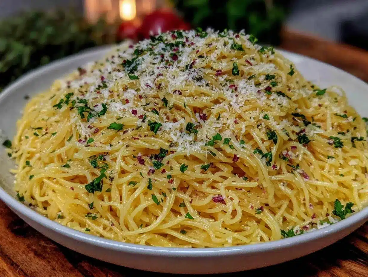 creamy garlic butter parmesan angel hair pasta preparation steps