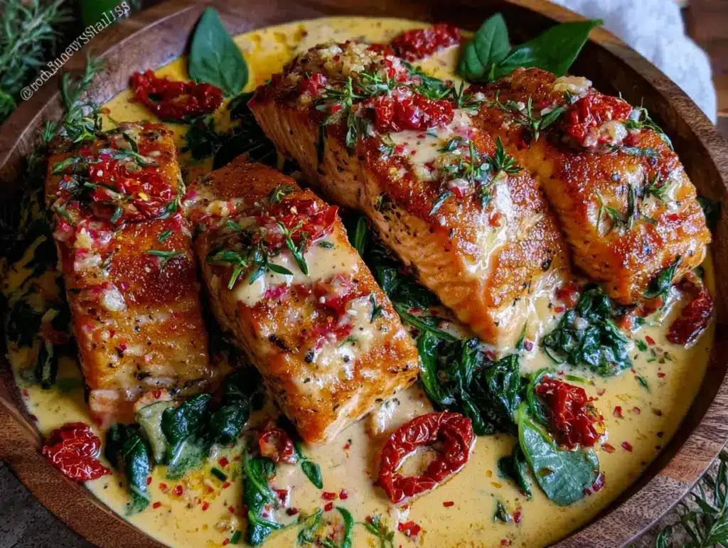 creamy garlic Tuscan salmon - featured image