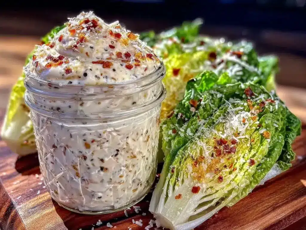 creamy homemade caesar salad dressing - featured image