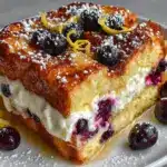 creamy lemon blueberry french toast bake - featured image