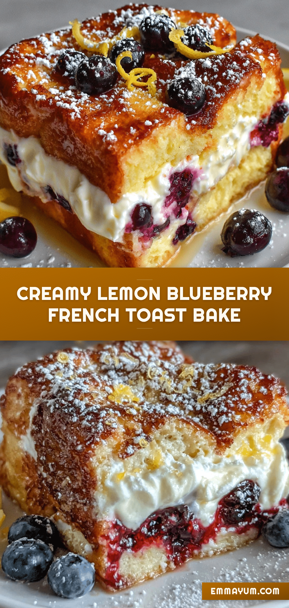 creamy lemon blueberry french toast bake recipe