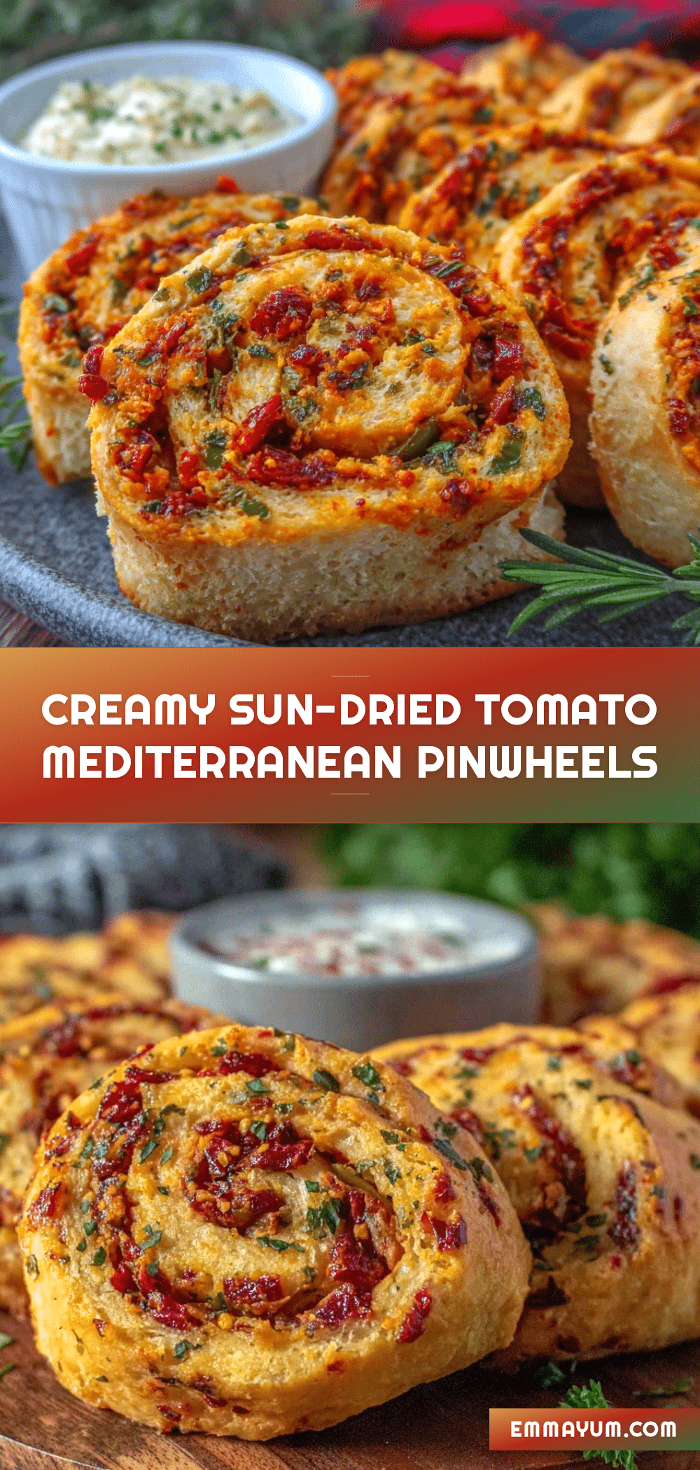 Creamy Mediterranean Pinwheel Roll-Ups recipe