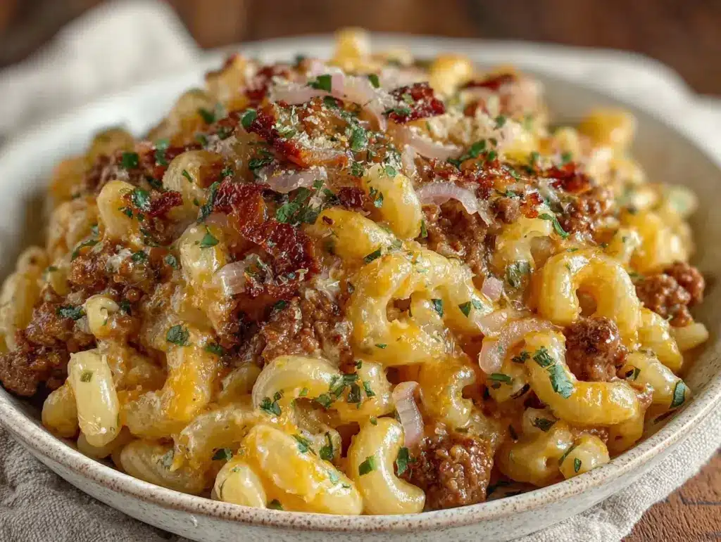 creamy one-pot cheeseburger pasta - featured image
