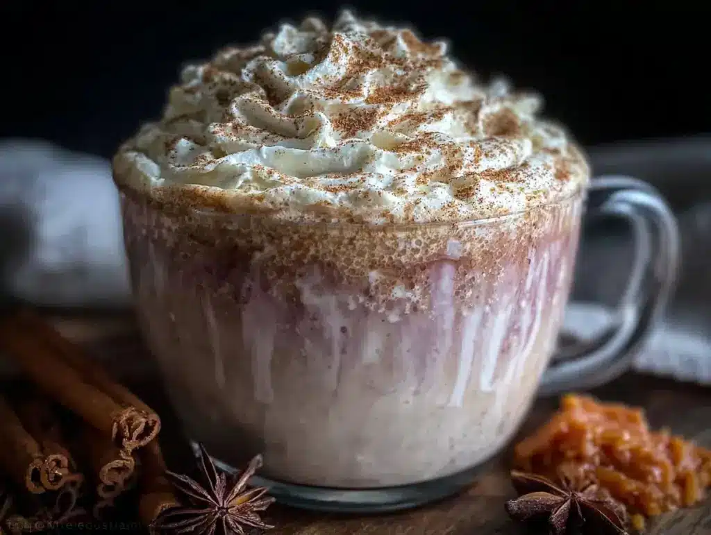 creamy pumpkin spice white hot chocolate - featured image