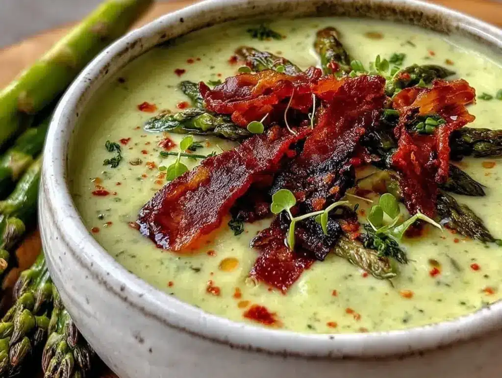 creamy roasted asparagus soup - featured image