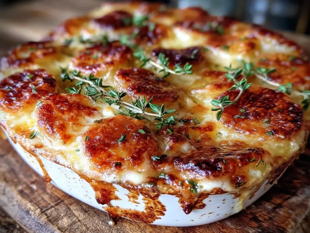 creamy scalloped potatoes with gruyere and thyme - featured image