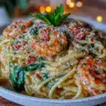 creamy tuscan shrimp pasta - featured image