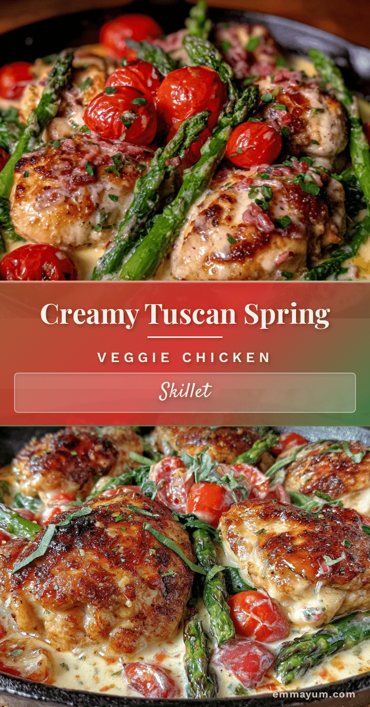 creamy tuscan spring vegetable chicken skillet recipe