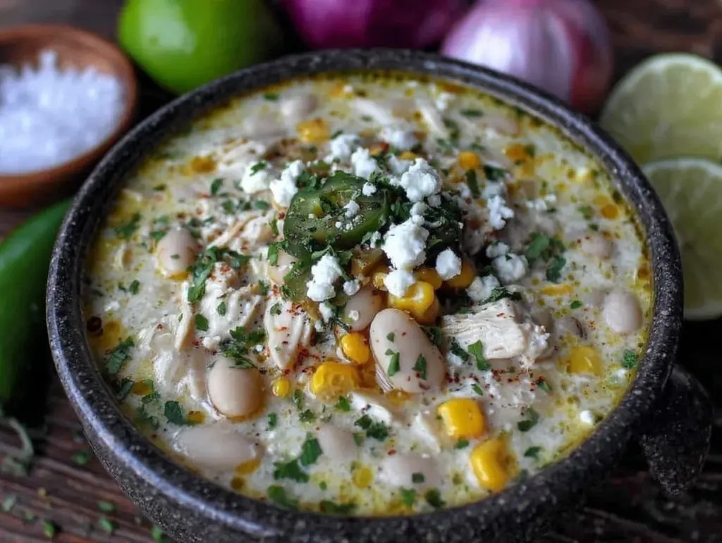 creamy white chicken chili crockpot recipe - featured image