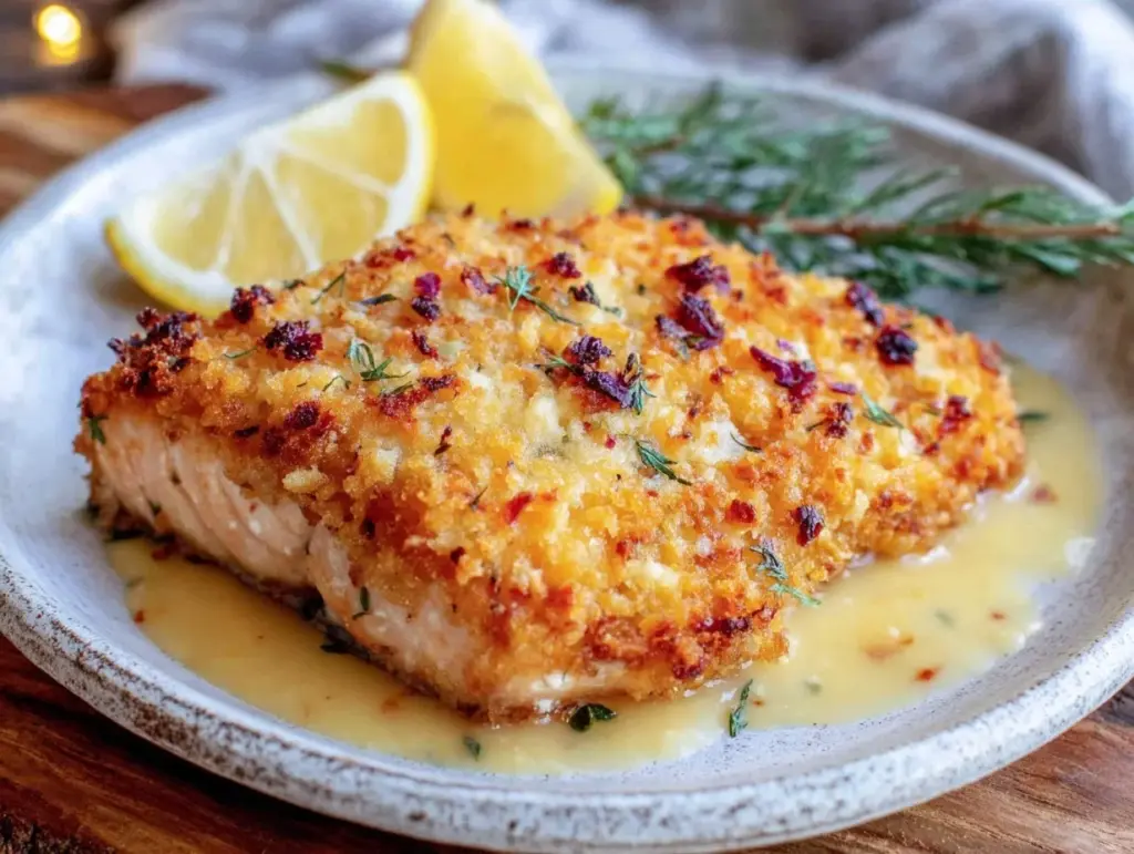 crispy air fryer parmesan crusted salmon - featured image
