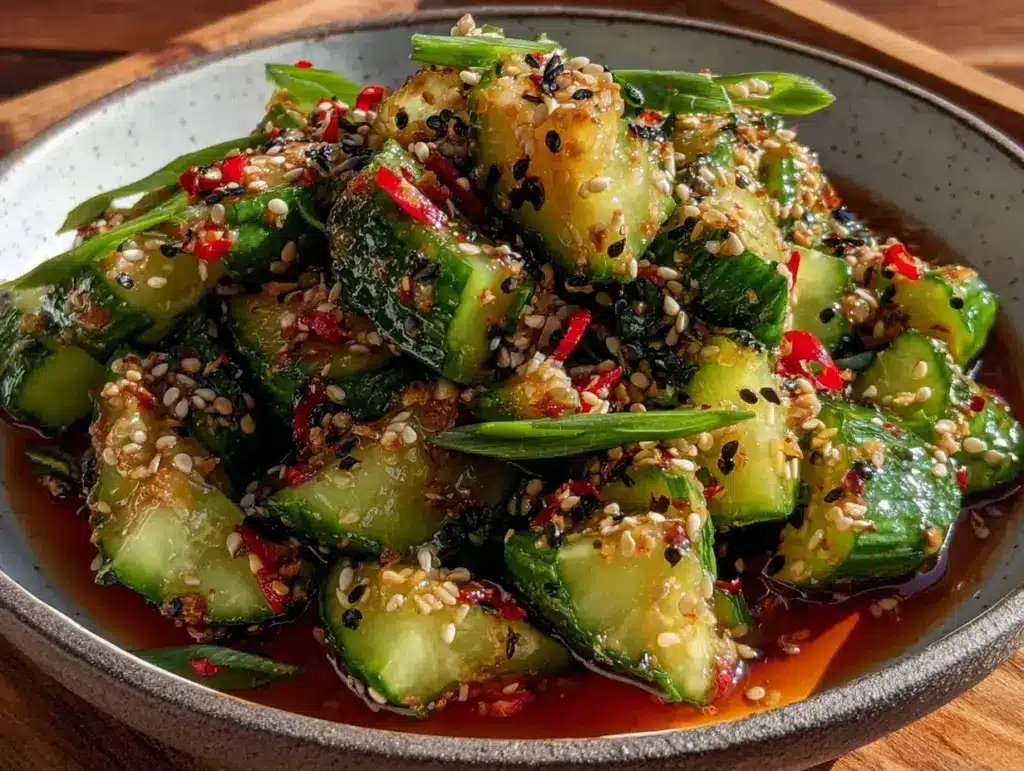 crispy asian smashed cucumber salad - featured image