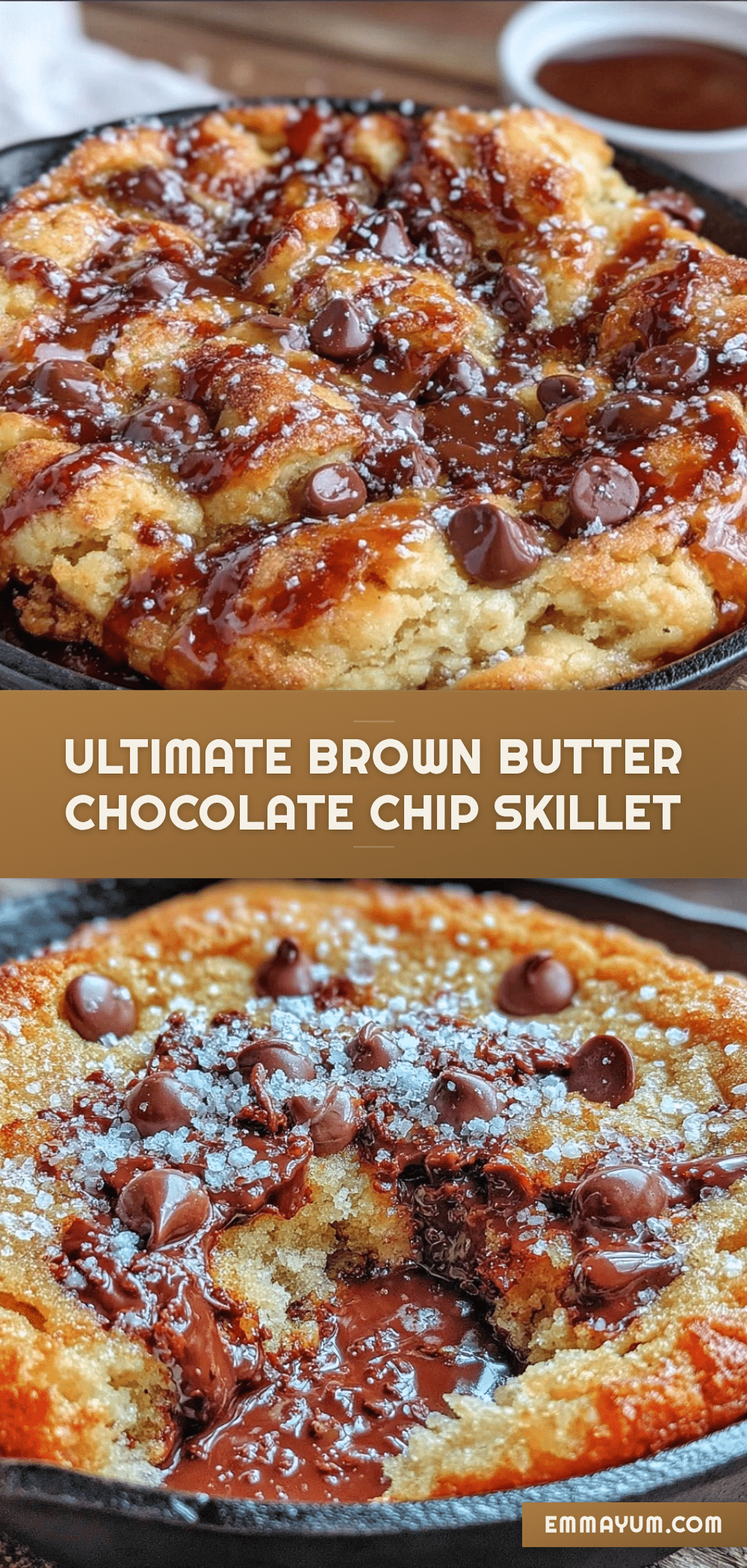 crispy brown butter chocolate chip cookie skillet recipe