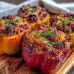 crispy corned beef hash stuffed peppers - featured image