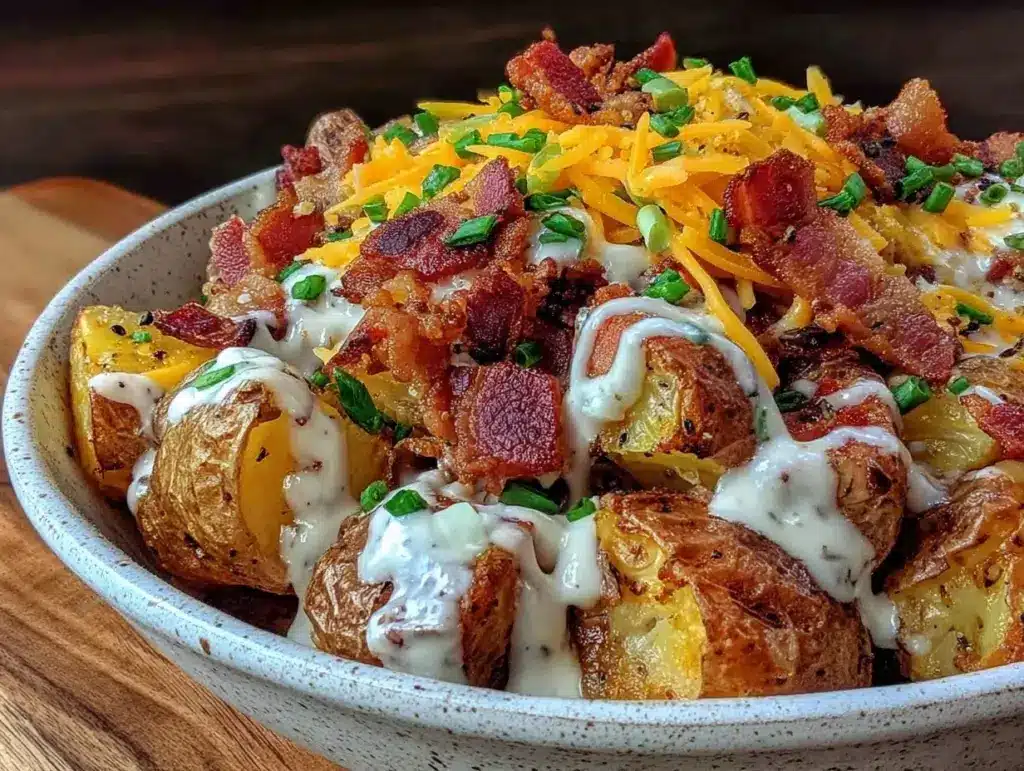 crispy loaded baked potato salad - featured image
