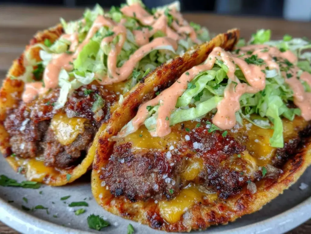 crispy smash burger tacos - featured image