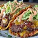 crispy smash burger tacos - featured image