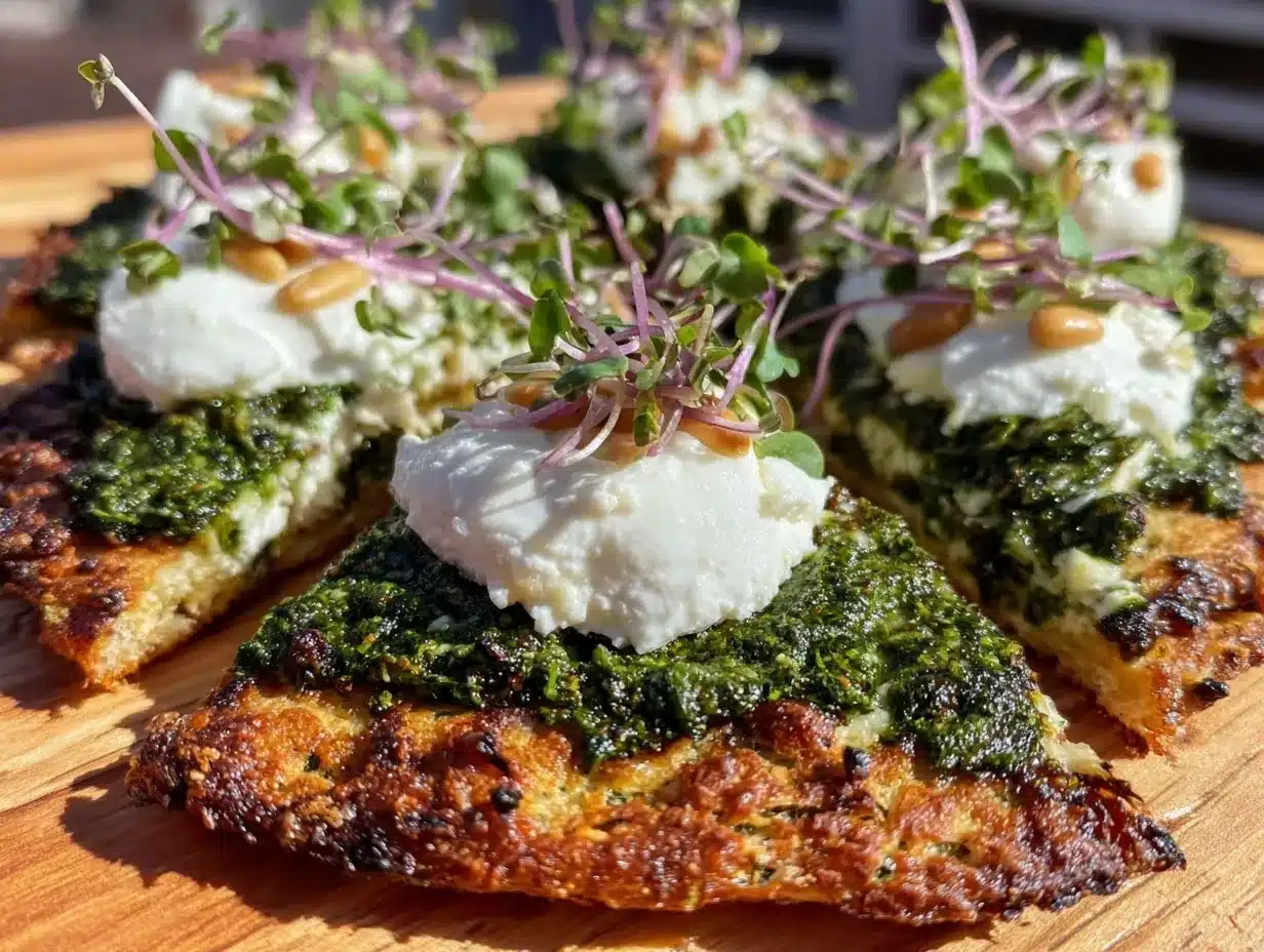 dandelion pesto flatbread preparation steps